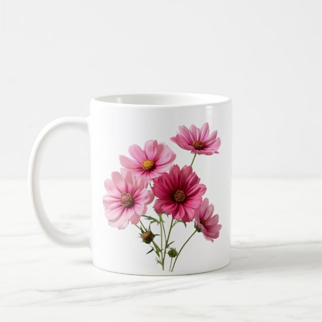Taza De Café Flores de Cosmos Rosas-23456 (Izquierda)