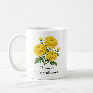Taza De Café Flores de Crisantemo de Noviembre