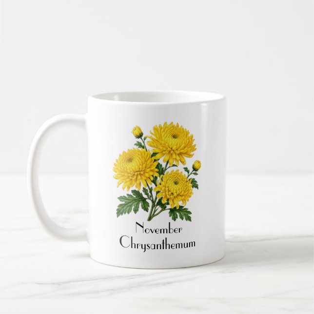 Taza De Café Flores de Crisantemo de Noviembre (Izquierda)