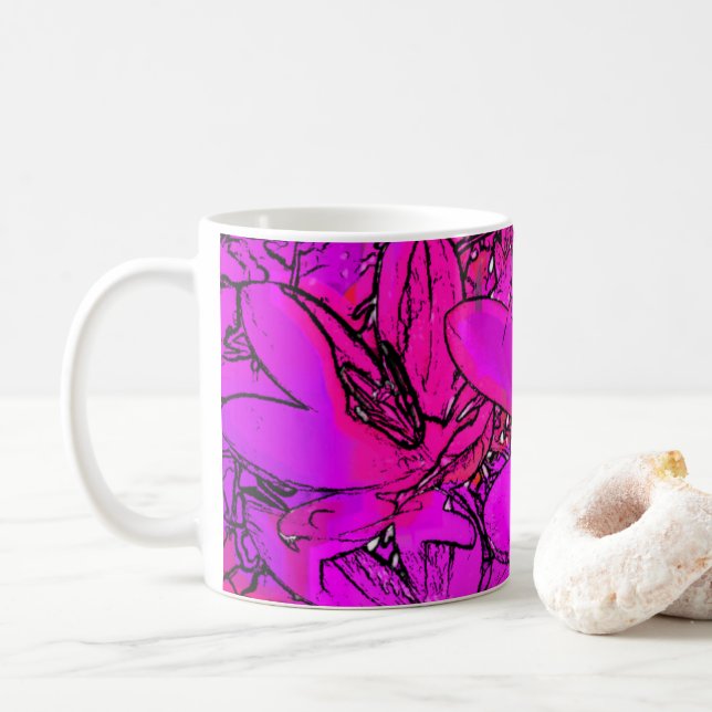 TAZA DE CAFÉ FLORES DE CROCUS (Con donut)