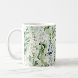 Taza De Café Flores de Delphinium blancas lavanda