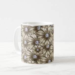 Taza De Café Flores de diamante Café Mug Regalo
