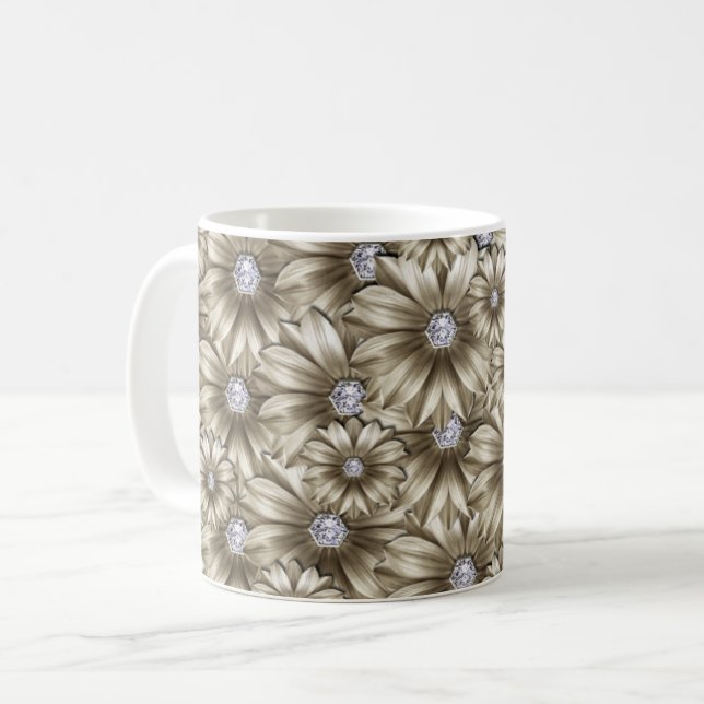 Taza De Café Flores de diamante Café Mug Regalo (Anverso izquierdo)