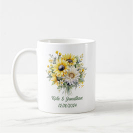 Taza De Café Flores de ducha de boda personalizadas