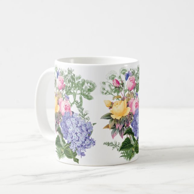 Taza De Café Flores de época café Mug (Anverso izquierdo)