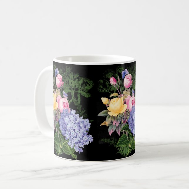 Taza De Café Flores de época café Mug (Anverso izquierdo)