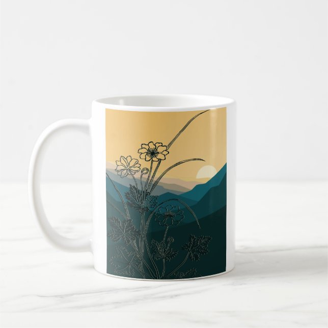 Taza De Café Flores de época Plantas Florales Naturaleza Arte B (Izquierda)