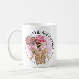 Taza De Café Flores de esqueleto suficientes San Valentín retro