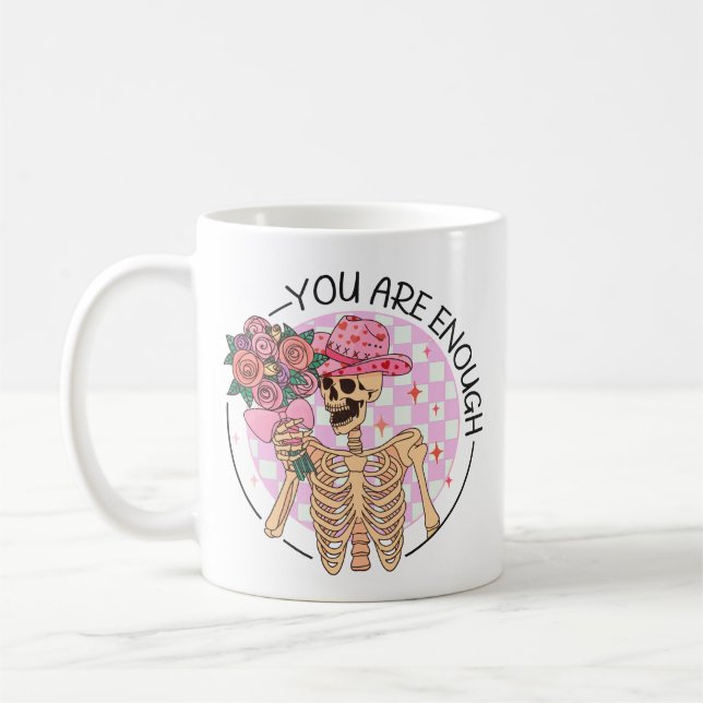 Taza De Café Flores de esqueleto suficientes San Valentín retro (Izquierda)
