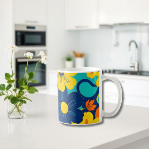 Taza De Café Flores de estilo retro-flor de estilo dopaminérgic
