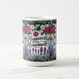 Taza De Café "Flores de felicidad: 'La felicidad es casera'