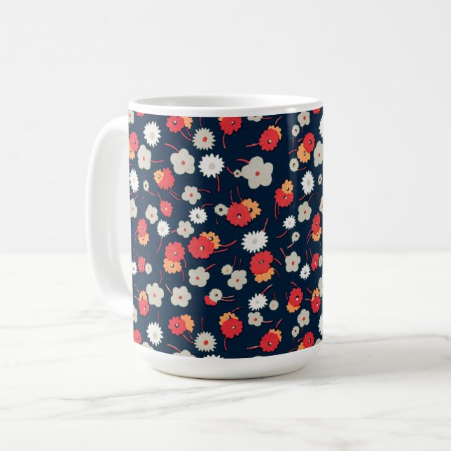 Taza De Café Flores de flores cutáneo Estilo de época Mug (Anverso izquierdo)