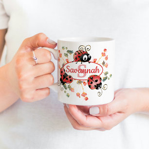 Taza De Café Flores de flores musicales rojas mullidas Monogram