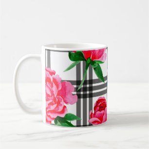 Taza De Café Flores de flores silvestres de las peonías rojas y