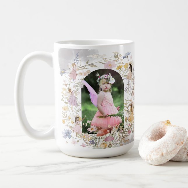 Taza De Café Flores de flores silvestres regalo de foto de cump (Con donut)