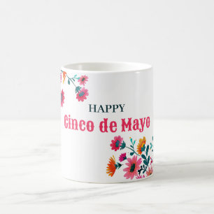 Taza De Café Flores de fucsia de color feliz Cinco de Mayo