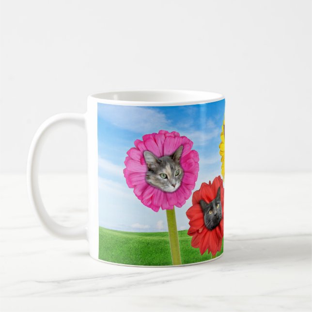 Taza De Café "Flores de gato" LOL Funny Coffee Mug (Izquierda)