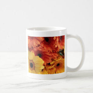 Taza De Café Flores de Gerbera brillante, amarillo Naranja, flo