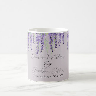 Taza De Café Flores de glicinia morada en elegante lavanda