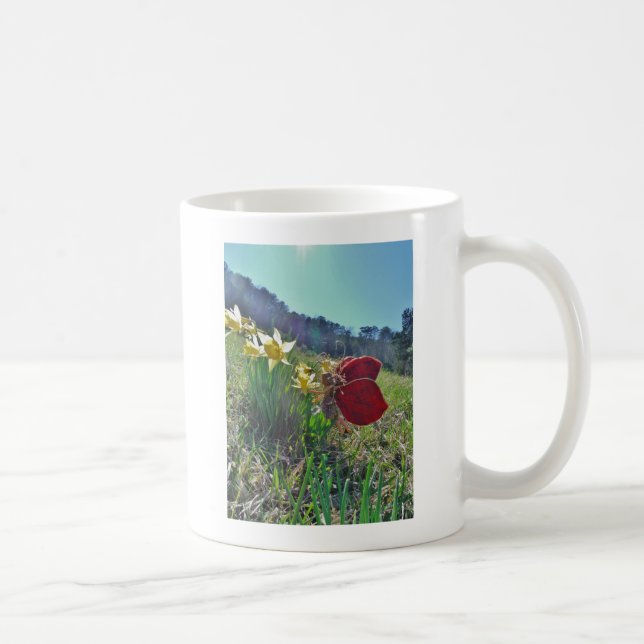 Taza De Café Flores de hadas y amarillas (Derecha)