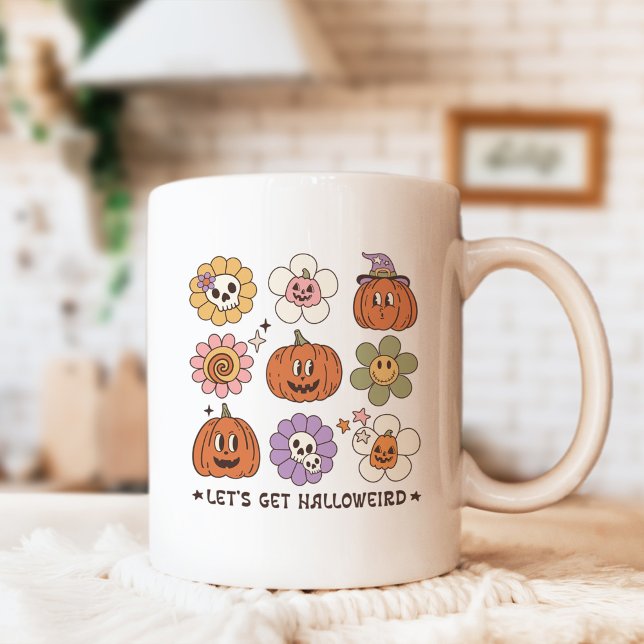 Taza De Café Flores de Halloween Retro Cute (Subido por el creador)