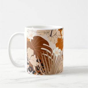 Taza De Café Flores de hibisco de piel de leopardo