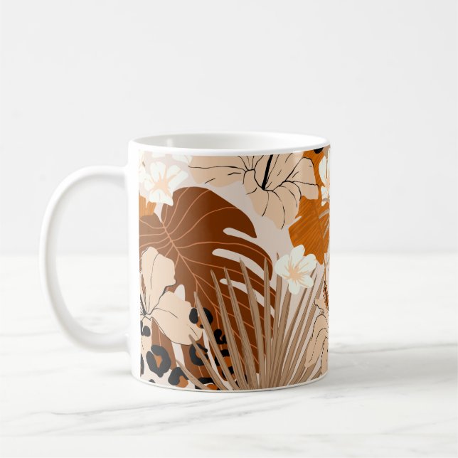 Taza De Café Flores de hibisco de piel de leopardo (Izquierda)
