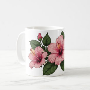 Taza De Café Flores de hibisco rosadas
