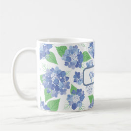 Taza De Café Flores de hidrangea azul personalizadas