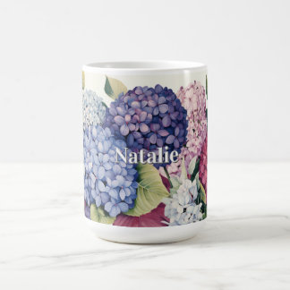 Taza De Café Flores de Hortensias Personalizadas