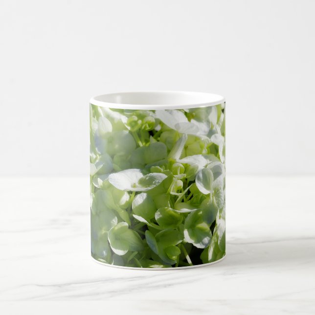 Taza De Café Flores de Hydrangeas Verdes (Centro)