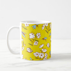 Taza De Café Flores de insectos mariposas: Patte sin foco de ve