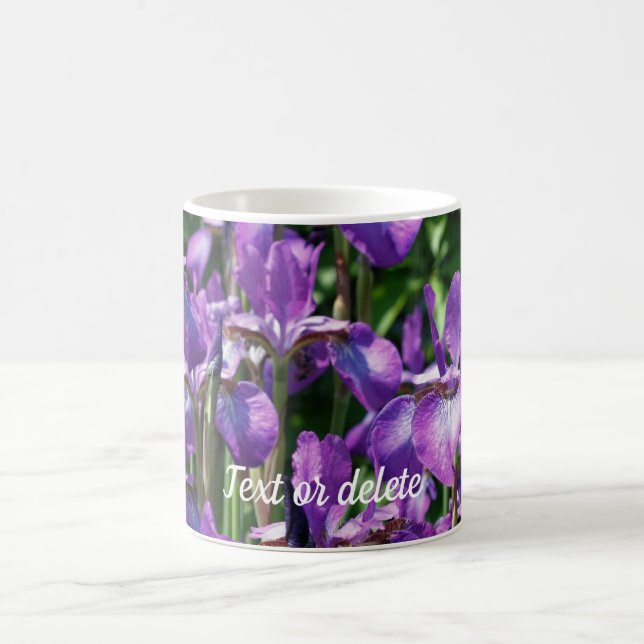 Taza De Café Flores de iris morado personalizadas (Centro)