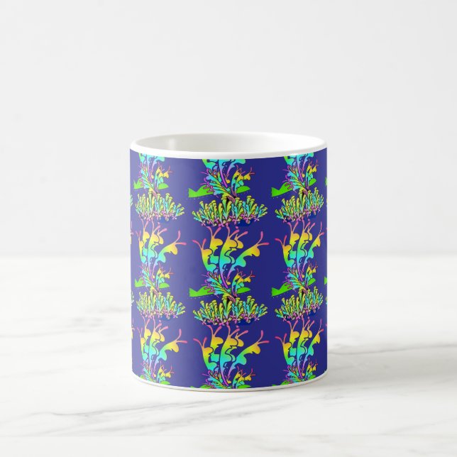 Taza De Café Flores de jardín Azul profundo (Centro)