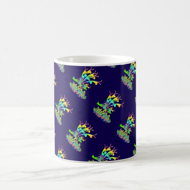 Taza De Café Flores de jardín Dk Blue Diagonal (Centro)
