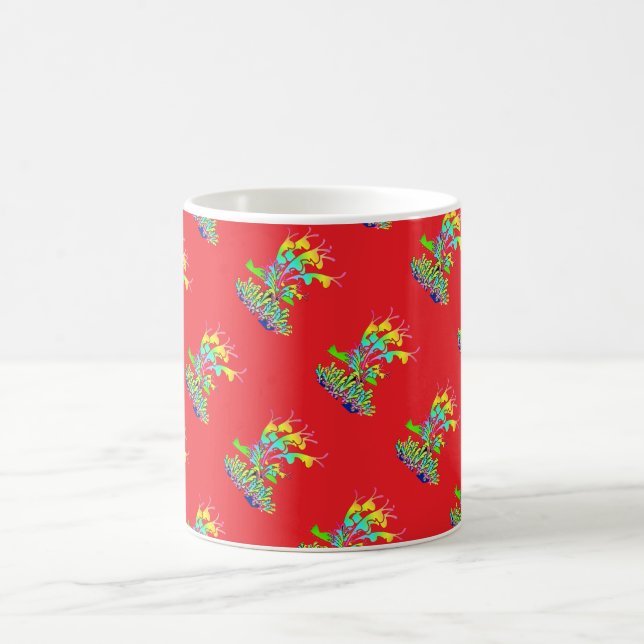 Taza De Café Flores de jardín rojo diagonal (Centro)