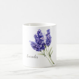 Taza De Café Flores de lavanda acuarela
