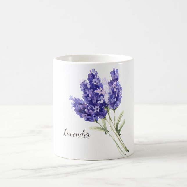 Taza De Café Flores de lavanda acuarela (Centro)