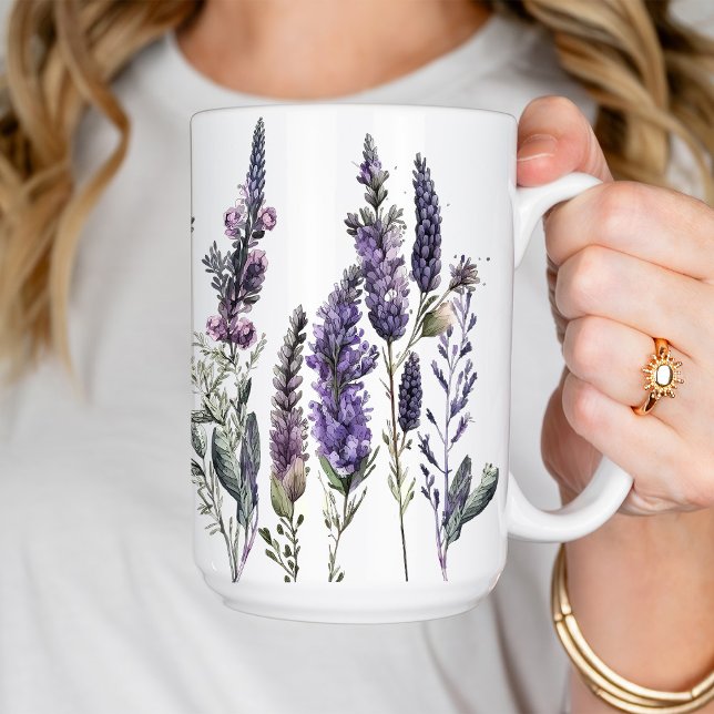 Taza De Café Flores de lavanda acuarela (Subido por el creador)