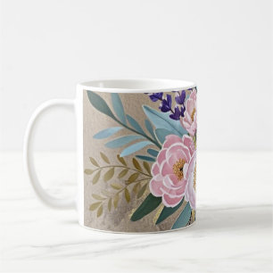 Taza De Café Flores de lavanda de Bouquet peonies Rustic