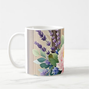 Taza De Café Flores de lavanda de Bouquet peonies Rustic