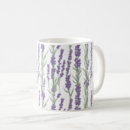 Taza De Café Flores de lavanda en acuarela
