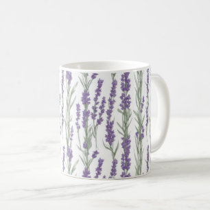 Taza De Café Flores de lavanda en acuarela