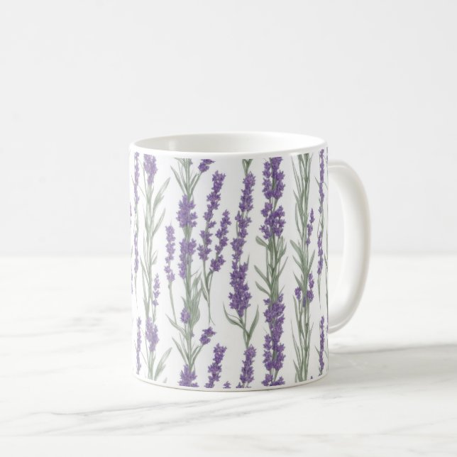 Taza De Café Flores de lavanda en acuarela (Anverso derecho)