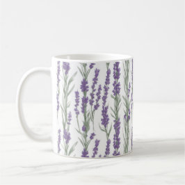 Taza De Café Flores de lavanda en acuarela