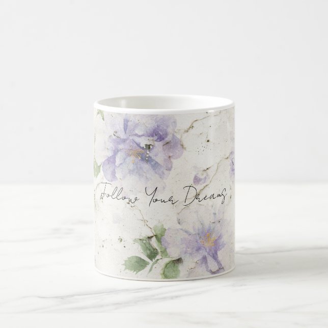 Taza De Café Flores de lavanda morada bonitas (Centro)