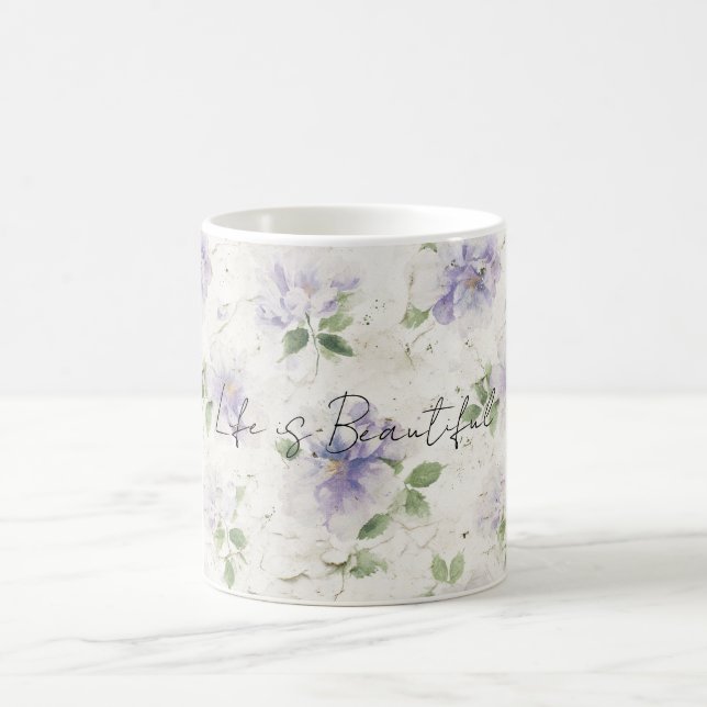 Taza De Café Flores de lavanda morada bonitas (Centro)