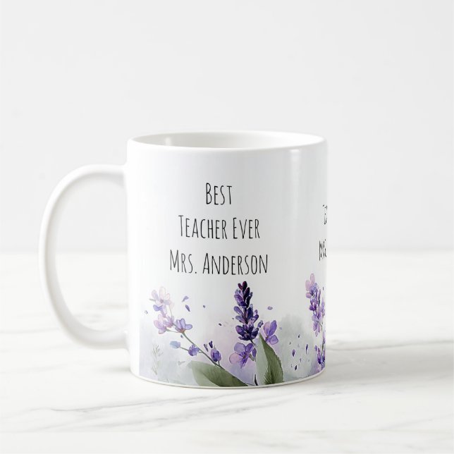 Taza De Café Flores de lavanda personalizadas Agradecimiento a  (Izquierda)