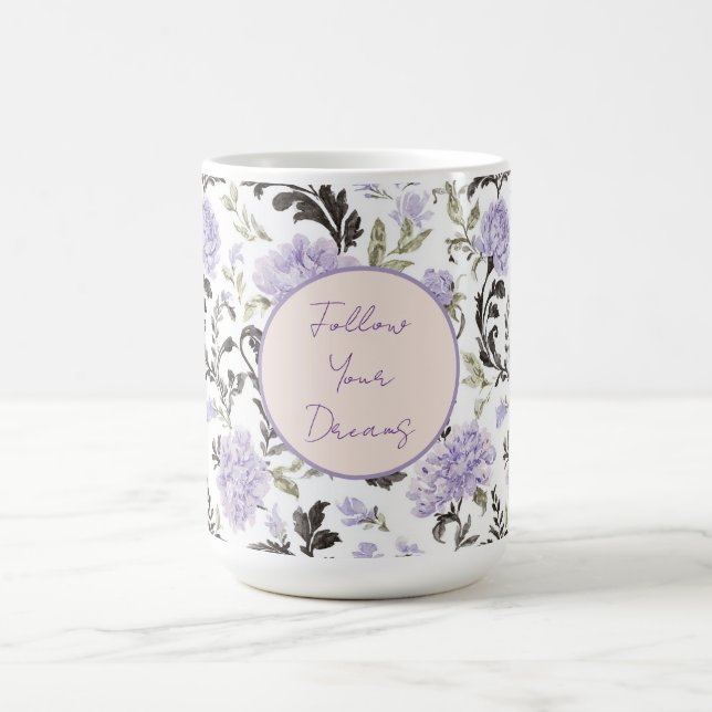 Taza De Café Flores de lavanda púrpura   (Centro)
