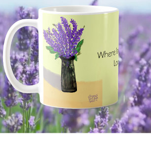 Taza De Café Flores de lavanda vibrantes, inspiradas en la natu